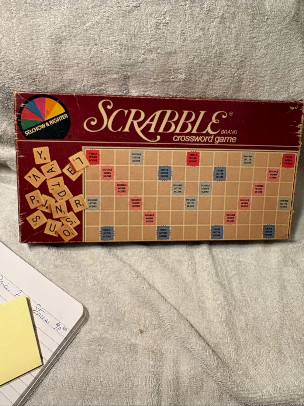 Crossword Game Classic Box - Red Scrabble Wooden Game 1982